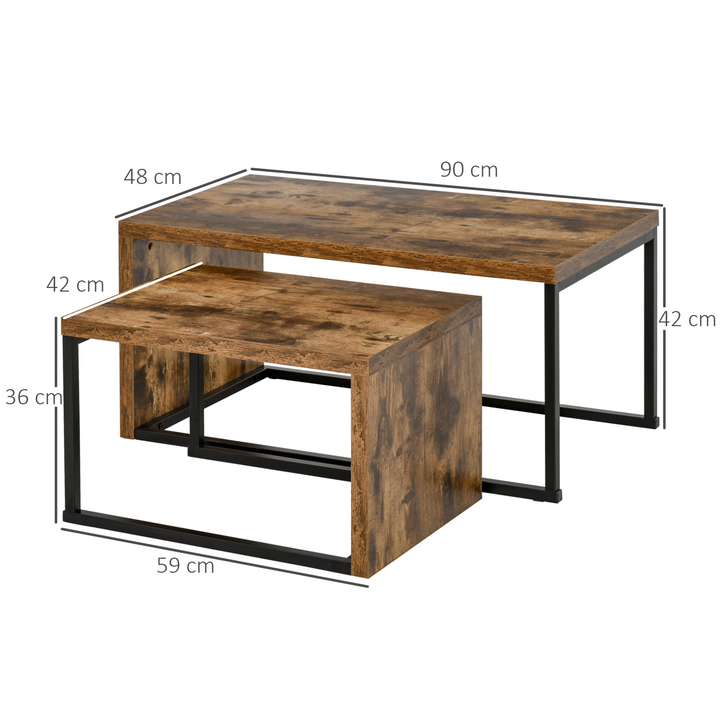 Set of 2 Coffee Tables Industrial Style Tea Table, Side Table Black & Brown - Premium  from Home Treasures - Just £86.99! Shop now at Home Treasures