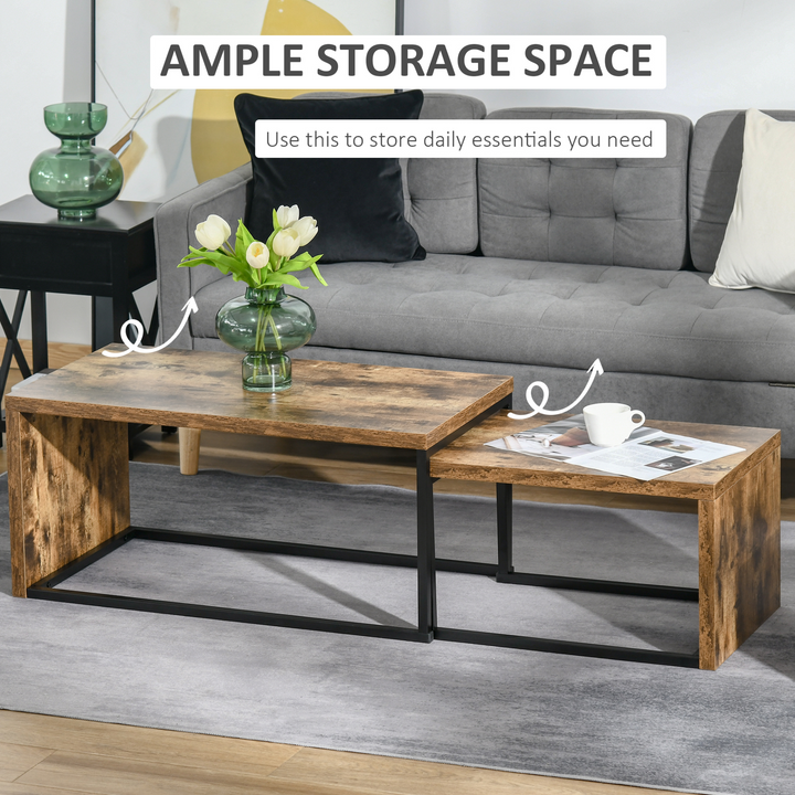 Set of 2 Coffee Tables Industrial Style Tea Table, Side Table Black & Brown - Premium  from Home Treasures - Just £86.99! Shop now at Home Treasures