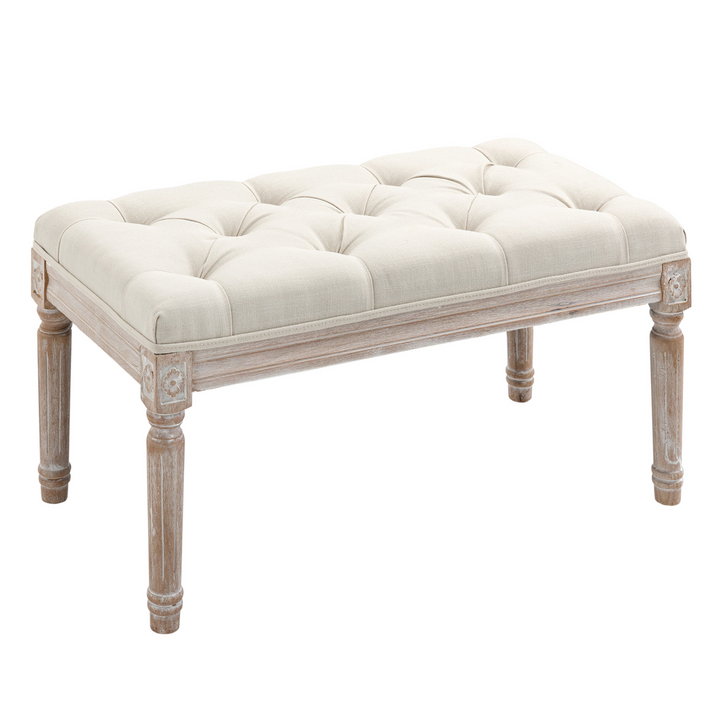 Beige Tufted Bed End Stool – Stylish Accent Bench & Window Seat for Bedroom, Hallway, Living Room - Premium  from Home Treasures - Just £97.99! Shop now at Home Treasures