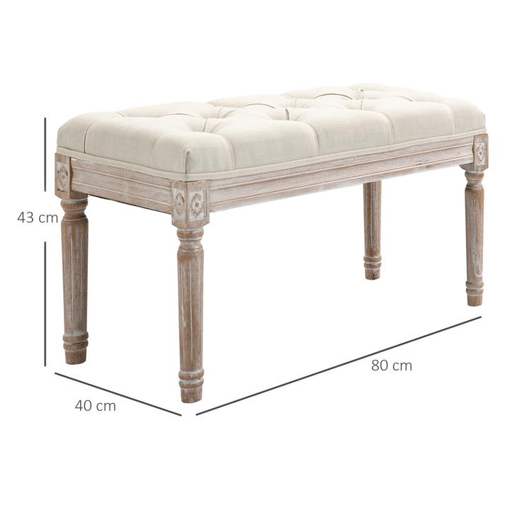 Beige Tufted Bed End Stool – Stylish Accent Bench & Window Seat for Bedroom, Hallway, Living Room - Premium  from Home Treasures - Just £97.99! Shop now at Home Treasures