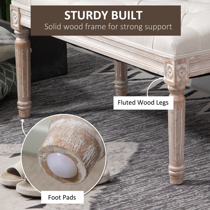 Beige Tufted Bed End Stool – Stylish Accent Bench & Window Seat for Bedroom, Hallway, Living Room - Premium  from Home Treasures - Just £97.99! Shop now at Home Treasures