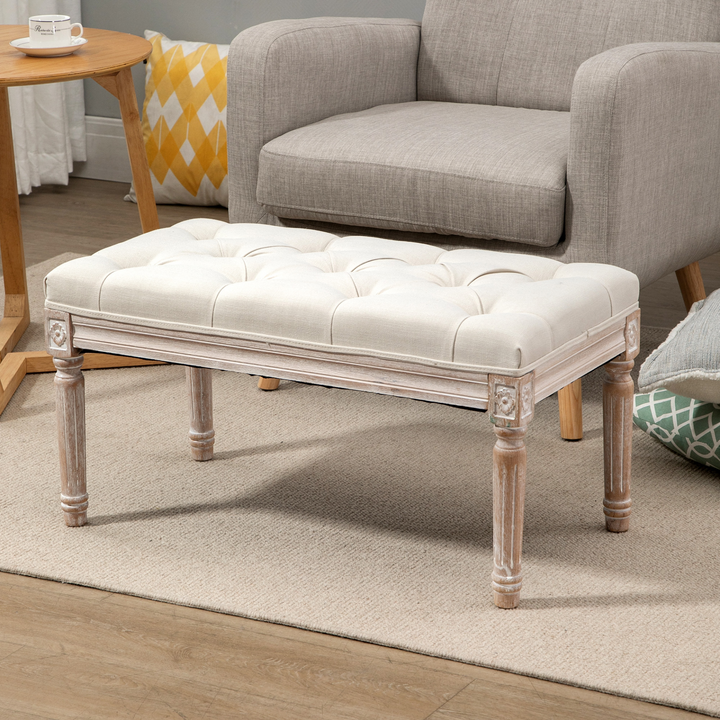 Beige Tufted Bed End Stool – Stylish Accent Bench & Window Seat for Bedroom, Hallway, Living Room - Premium  from Home Treasures - Just £97.99! Shop now at Home Treasures