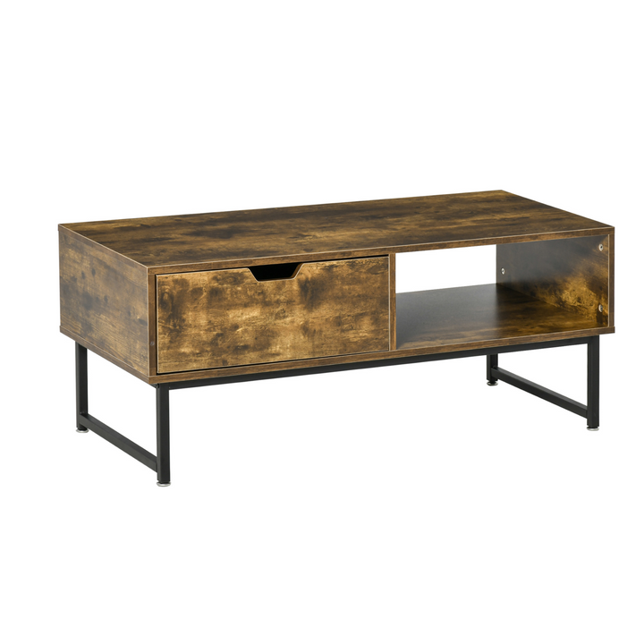 Industrial Style Coffee Table Wooden End Table with Shelf and Drawer - Premium  from Home Treasures - Just £87.99! Shop now at Home Treasures