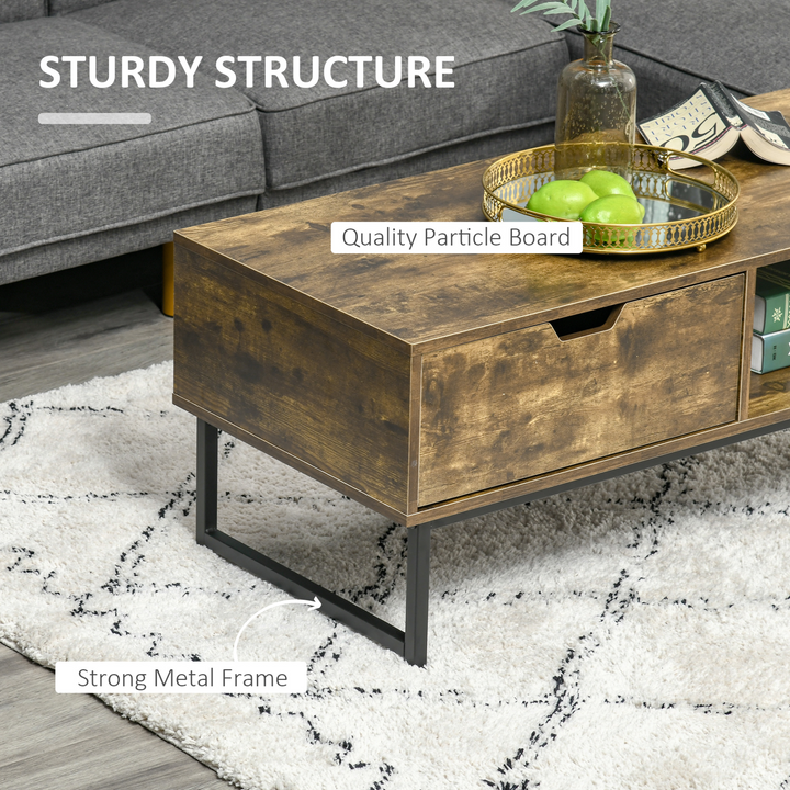 Industrial Style Coffee Table Wooden End Table with Shelf and Drawer - Premium  from Home Treasures - Just £87.99! Shop now at Home Treasures