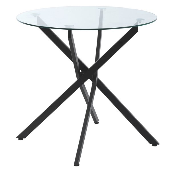 Modern Round Side Table with Clear Tempered Glass Top, Perfect for Dining Room and Living Room Furniture, Black - Premium  from Home Treasures - Just £93.99! Shop now at Home Treasures