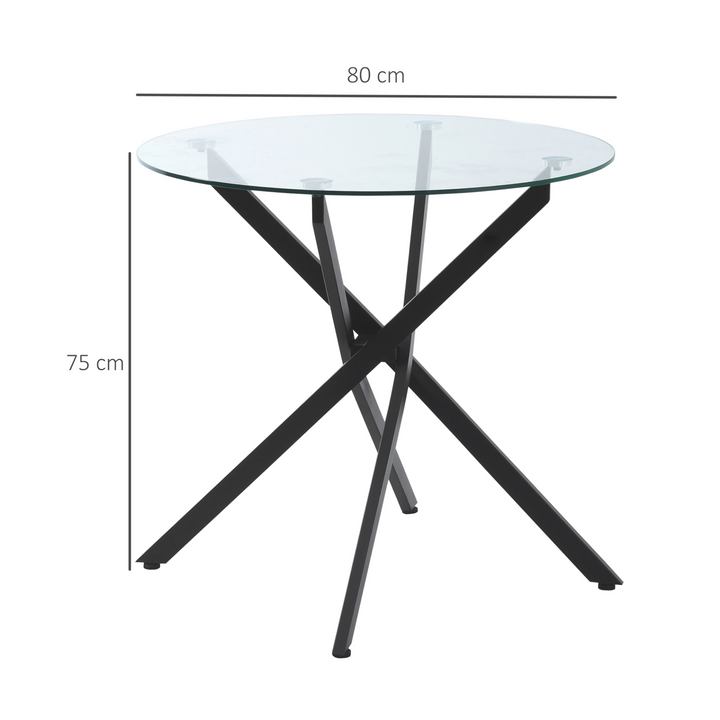 Modern Round Side Table with Clear Tempered Glass Top, Perfect for Dining Room and Living Room Furniture, Black - Premium  from Home Treasures - Just £93.99! Shop now at Home Treasures