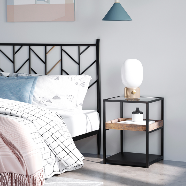 Industrial Side Table, 3-Tier End Table with Storage Shelves, Rustic Brown Nightstand for Bedroom & Living Room - Modern Design with Steel Frame - Premium  from Home Treasures - Just £58.99! Shop now at Home Treasures