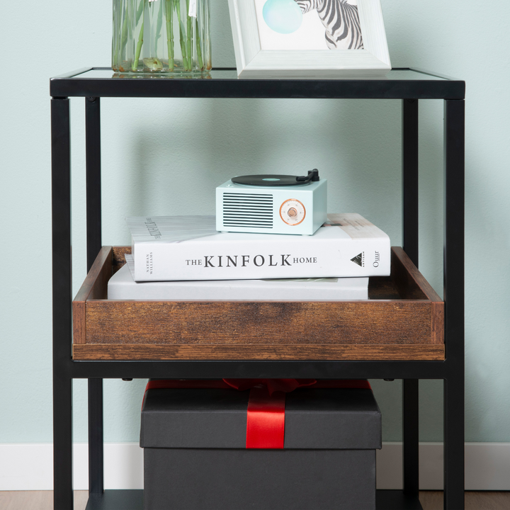 Industrial Side Table, 3-Tier End Table with Storage Shelves, Rustic Brown Nightstand for Bedroom & Living Room - Modern Design with Steel Frame - Premium  from Home Treasures - Just £58.99! Shop now at Home Treasures