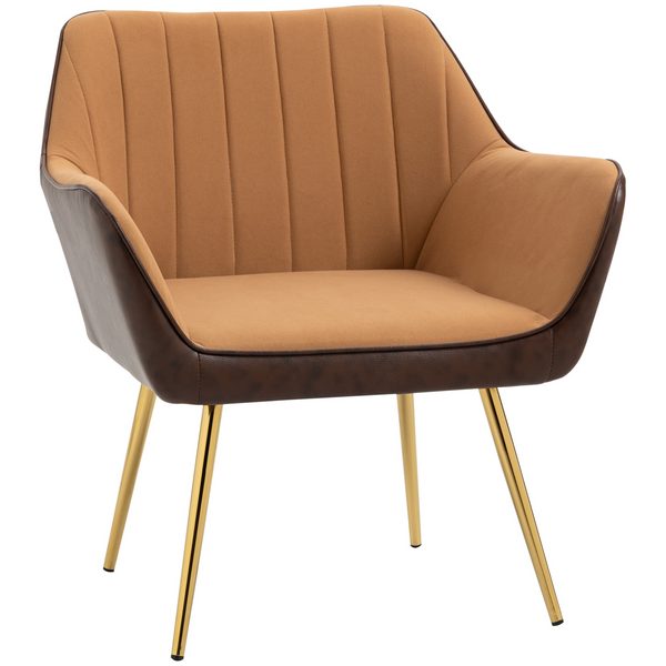 Modern Velvet Armchairs with Gold Steel Legs - Comfortable, Stylish Accent Chair for Living Room & Bedroom, Light Brown - Premium  from Home Treasures - Just £121.99! Shop now at Home Treasures