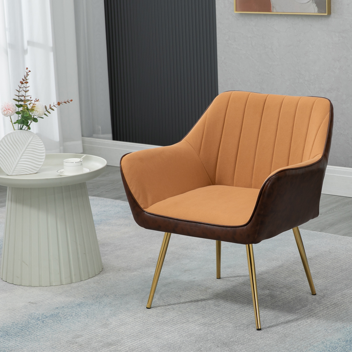 Modern Velvet Armchairs with Gold Steel Legs - Comfortable, Stylish Accent Chair for Living Room & Bedroom, Light Brown - Premium  from Home Treasures - Just £121.99! Shop now at Home Treasures