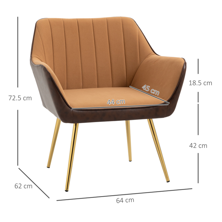 Modern Velvet Armchairs with Gold Steel Legs - Comfortable, Stylish Accent Chair for Living Room & Bedroom, Light Brown - Premium  from Home Treasures - Just £121.99! Shop now at Home Treasures