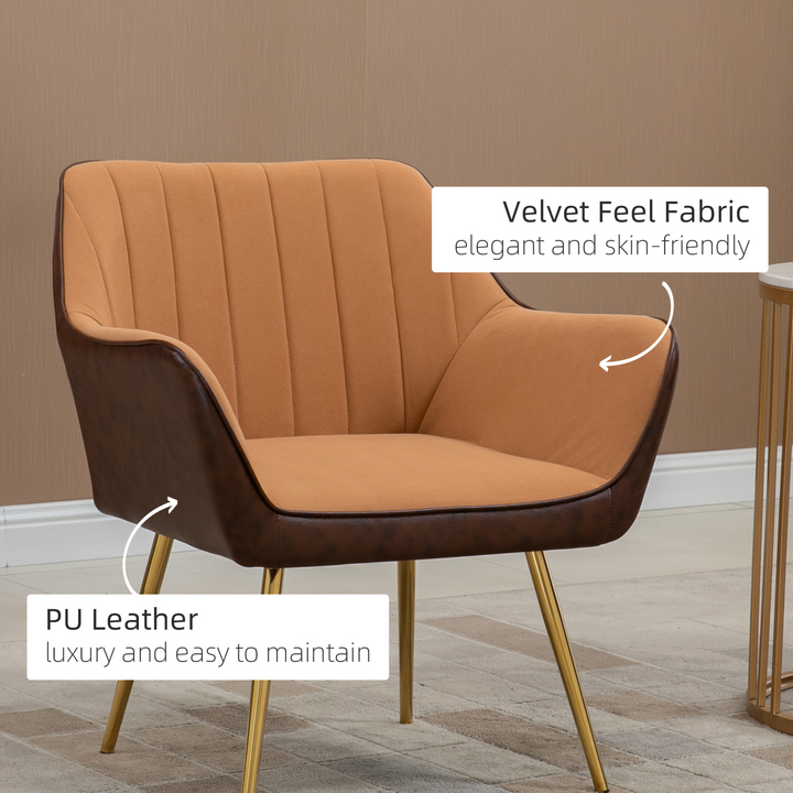 Modern Velvet Armchairs with Gold Steel Legs - Comfortable, Stylish Accent Chair for Living Room & Bedroom, Light Brown - Premium  from Home Treasures - Just £121.99! Shop now at Home Treasures