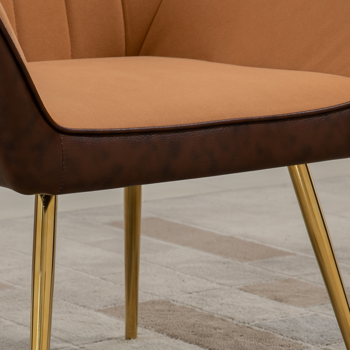 Modern Velvet Armchairs with Gold Steel Legs - Comfortable, Stylish Accent Chair for Living Room & Bedroom, Light Brown - Premium  from Home Treasures - Just £121.99! Shop now at Home Treasures