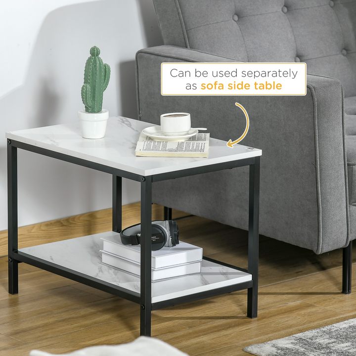 Modern Coffee Table Set - Marble-Effect Nesting Side Tables with Steel Frame, Elegant White and Black Design - Premium  from Home Treasures - Just £70.99! Shop now at Home Treasures