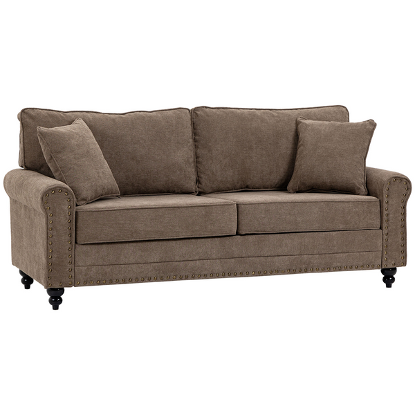 2 Seater Sofa with Nailhead Trim, Cushions, and Throw Pillows - Perfect for Small Spaces - Premium Sofas from Home Treasures - Just £413.99! Shop now at Home Treasures