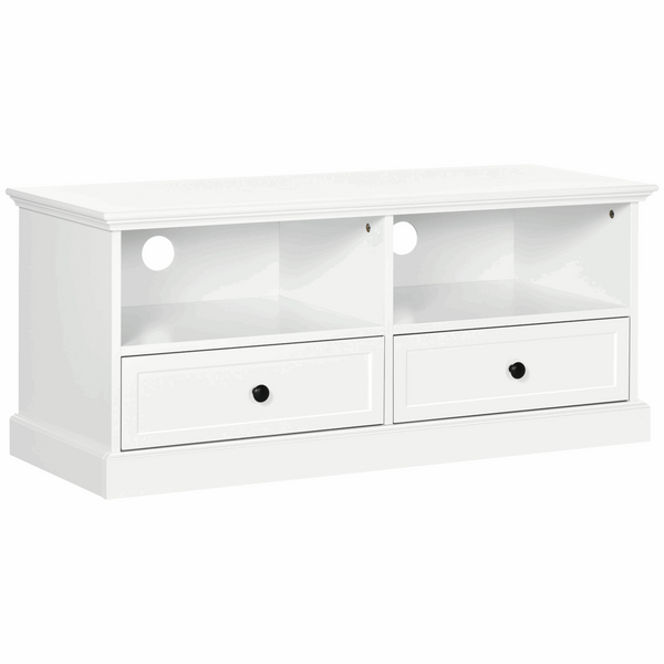 Elegant White TV Unit Cabinet with Drawers, Open Shelves & Cable Management | 45.5 x 103 x 40cm - Premium  from Home Treasures - Just £113.99! Shop now at Home Treasures