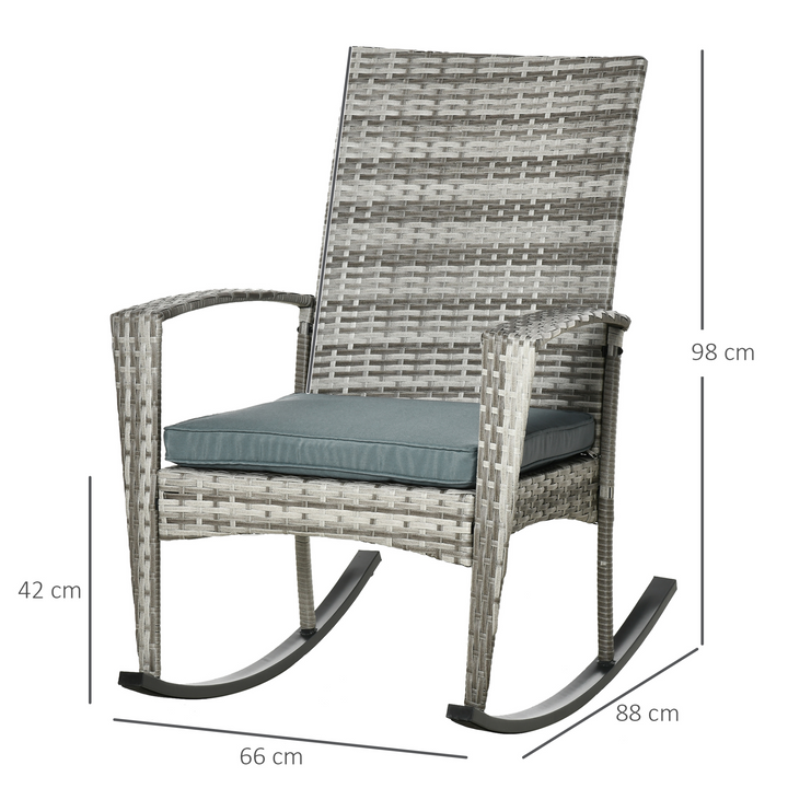 Light Grey Rattan Rocking Chair – Outdoor Wicker Patio Relaxer with Cushion - Premium  from Home Treasures - Just £113.99! Shop now at Home Treasures