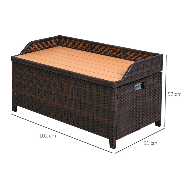 Rattan Wicker Storage Bench - 2-in-1 Brown PE Seat & Box Furniture - Premium  from Home Treasures - Just £189.99! Shop now at Home Treasures