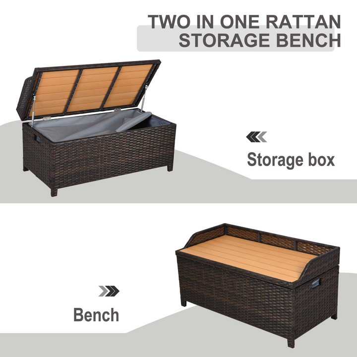 Rattan Wicker Storage Bench - 2-in-1 Brown PE Seat & Box Furniture - Premium  from Home Treasures - Just £189.99! Shop now at Home Treasures