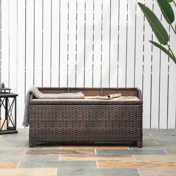 Rattan Wicker Storage Bench - 2-in-1 Brown PE Seat & Box Furniture - Premium  from Home Treasures - Just £189.99! Shop now at Home Treasures