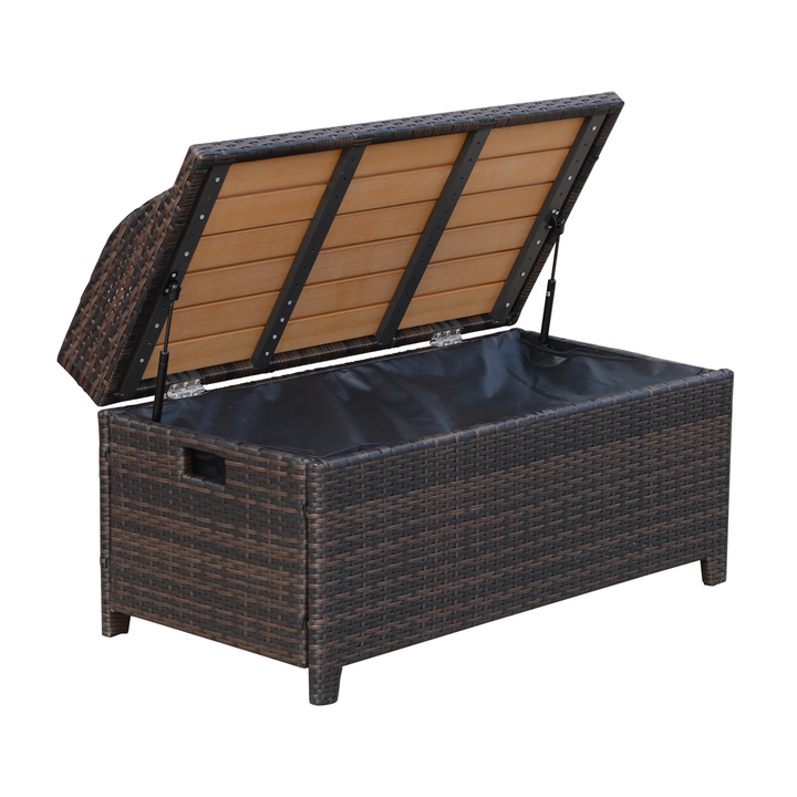 Rattan Wicker Storage Bench - 2-in-1 Brown PE Seat & Box Furniture - Premium  from Home Treasures - Just £189.99! Shop now at Home Treasures