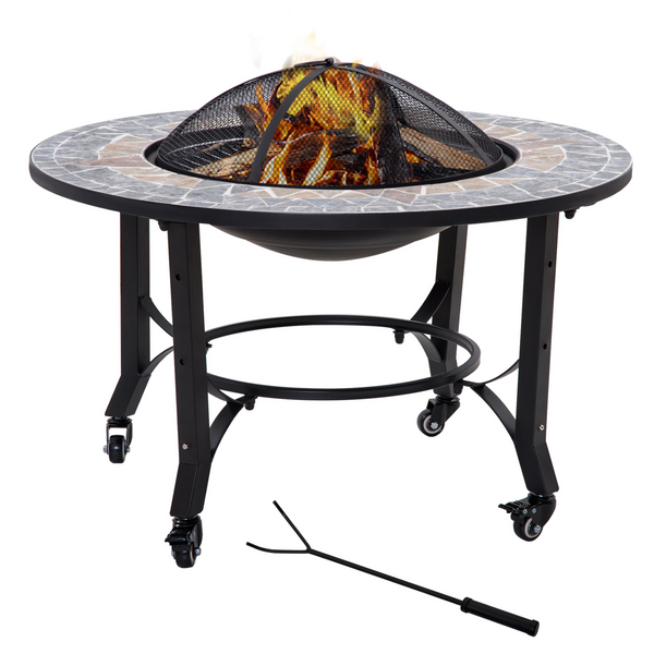 Mosaic 3-in-1 Fire Pit & BBQ Grill - Adjustable Height, Screen Cover & Fire Poker Included - Premium Fire Pit from Home Treasures - Just £190.99! Shop now at Home Treasures