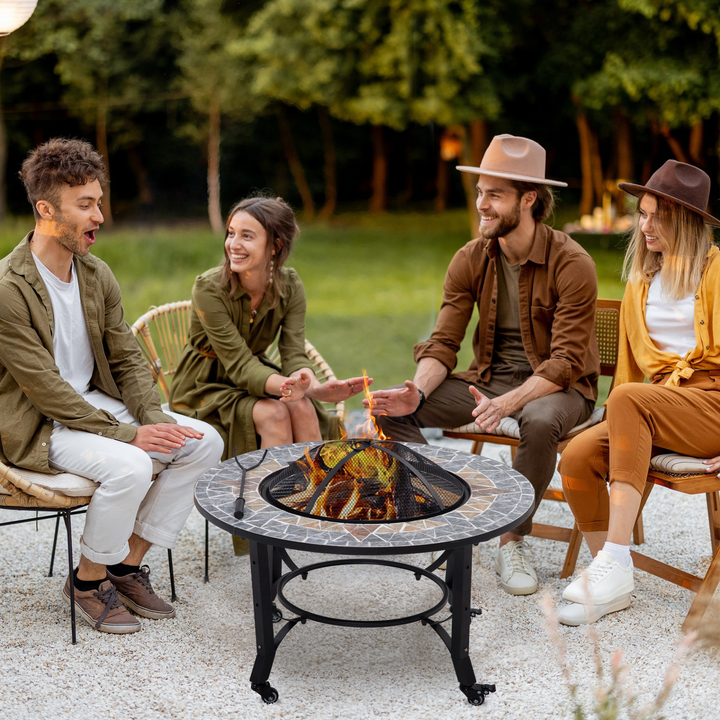 Mosaic 3-in-1 Fire Pit & BBQ Grill - Adjustable Height, Screen Cover & Fire Poker Included - Premium Fire Pit from Home Treasures - Just £190.99! Shop now at Home Treasures