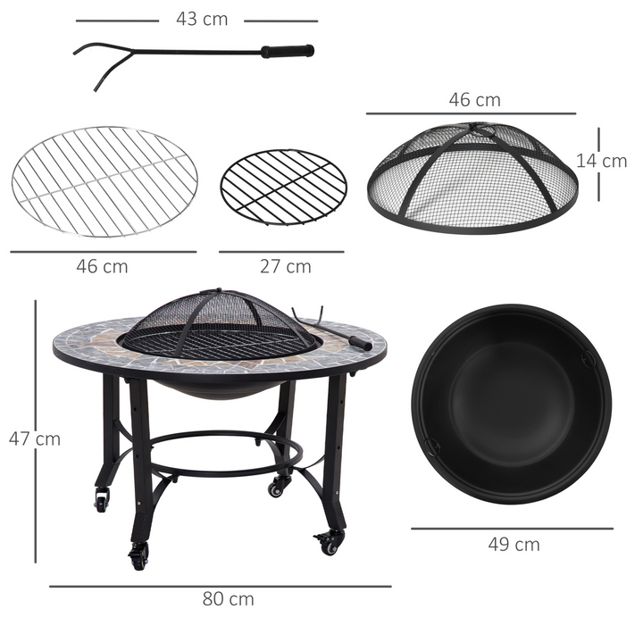 Mosaic 3-in-1 Fire Pit & BBQ Grill - Adjustable Height, Screen Cover & Fire Poker Included - Premium Fire Pit from Home Treasures - Just £190.99! Shop now at Home Treasures