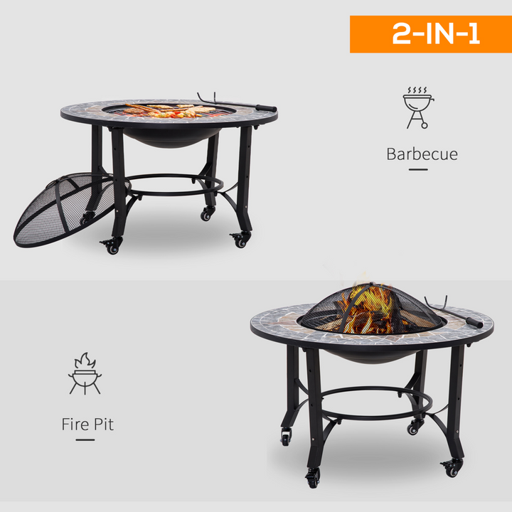 Mosaic 3-in-1 Fire Pit & BBQ Grill - Adjustable Height, Screen Cover & Fire Poker Included - Premium Fire Pit from Home Treasures - Just £190.99! Shop now at Home Treasures