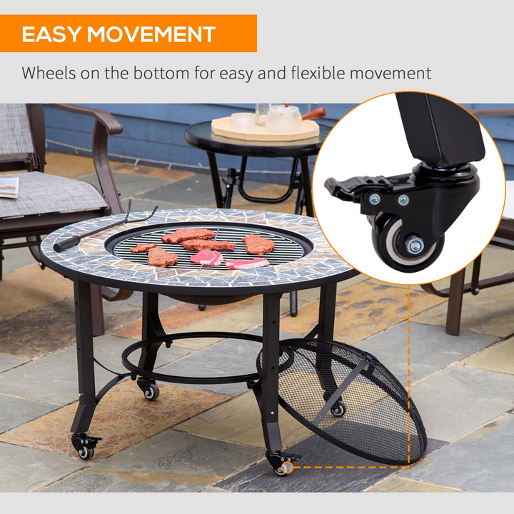 Mosaic 3-in-1 Fire Pit & BBQ Grill - Adjustable Height, Screen Cover & Fire Poker Included - Premium Fire Pit from Home Treasures - Just £190.99! Shop now at Home Treasures