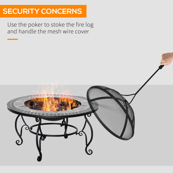 Multi-Functional Fire Pit with BBQ Grill and Spark Screen Cover – Stylish Mosaic Design - Premium  from Home Treasures - Just £182.99! Shop now at Home Treasures