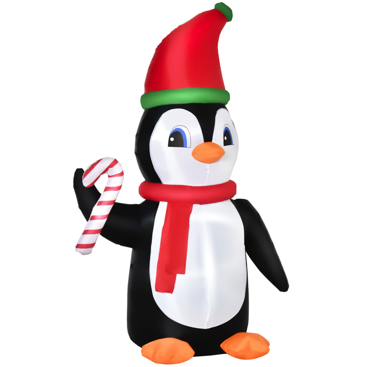 8ft Inflatable Christmas Penguin with Candy Cane and LED Lights - Perfect Outdoor Holiday Decoration - Premium  from Home Treasures - Just £51.99! Shop now at Home Treasures