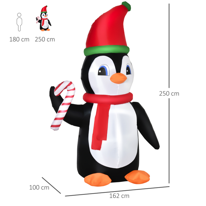 8ft Inflatable Christmas Penguin with Candy Cane and LED Lights - Perfect Outdoor Holiday Decoration - Premium  from Home Treasures - Just £51.99! Shop now at Home Treasures