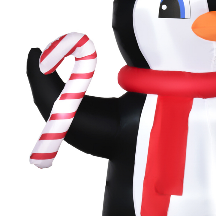 8ft Inflatable Christmas Penguin with Candy Cane and LED Lights - Perfect Outdoor Holiday Decoration - Premium  from Home Treasures - Just £51.99! Shop now at Home Treasures