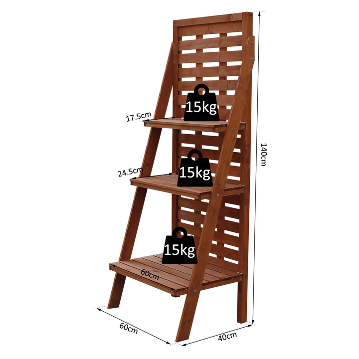 Solid Wood Three-Tier Plant Stand | Durable and Stylish Plant Display Rack for Indoor and Outdoor Use - Premium  from Home Treasures - Just £99.99! Shop now at Home Treasures