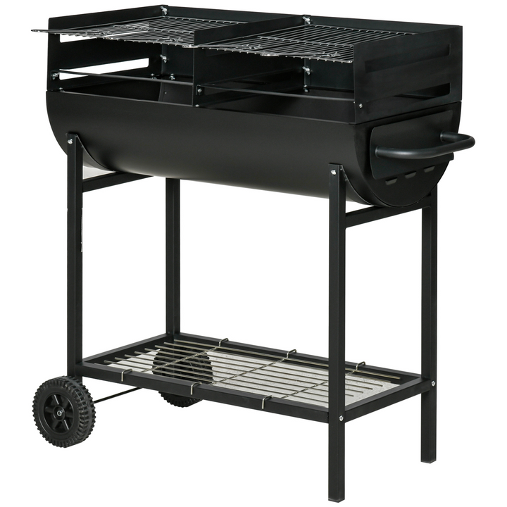 Premium Trolley Charcoal BBQ Grill with Wheels - Black | Dual Grill, Adjustable Height, Durable Heat-Resistant Steel, Easy to Assemble - Premium  from Home Treasures - Just £141.99! Shop now at Home Treasures