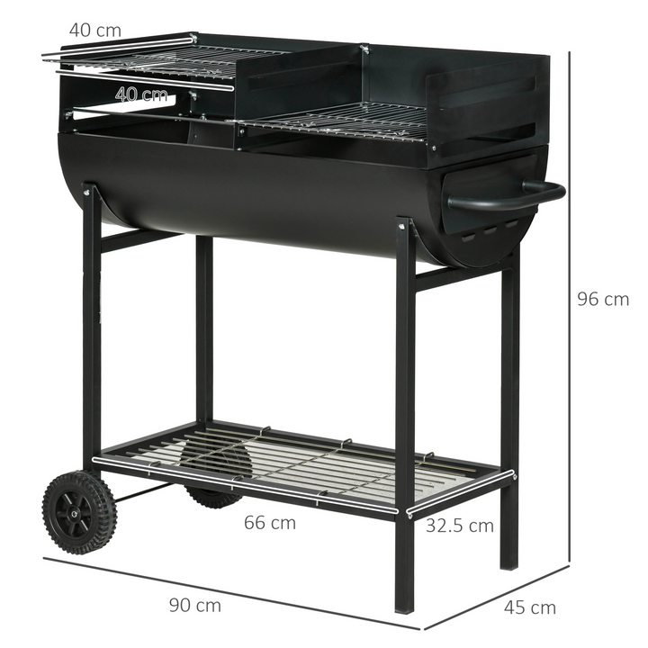 Premium Trolley Charcoal BBQ Grill with Wheels - Black | Dual Grill, Adjustable Height, Durable Heat-Resistant Steel, Easy to Assemble - Premium  from Home Treasures - Just £141.99! Shop now at Home Treasures