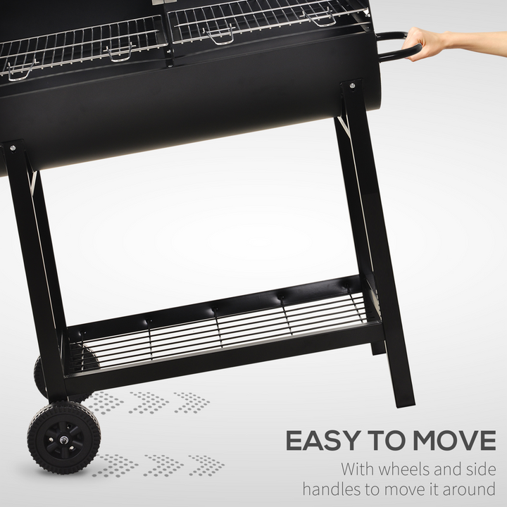 Premium Trolley Charcoal BBQ Grill with Wheels - Black | Dual Grill, Adjustable Height, Durable Heat-Resistant Steel, Easy to Assemble - Premium  from Home Treasures - Just £141.99! Shop now at Home Treasures