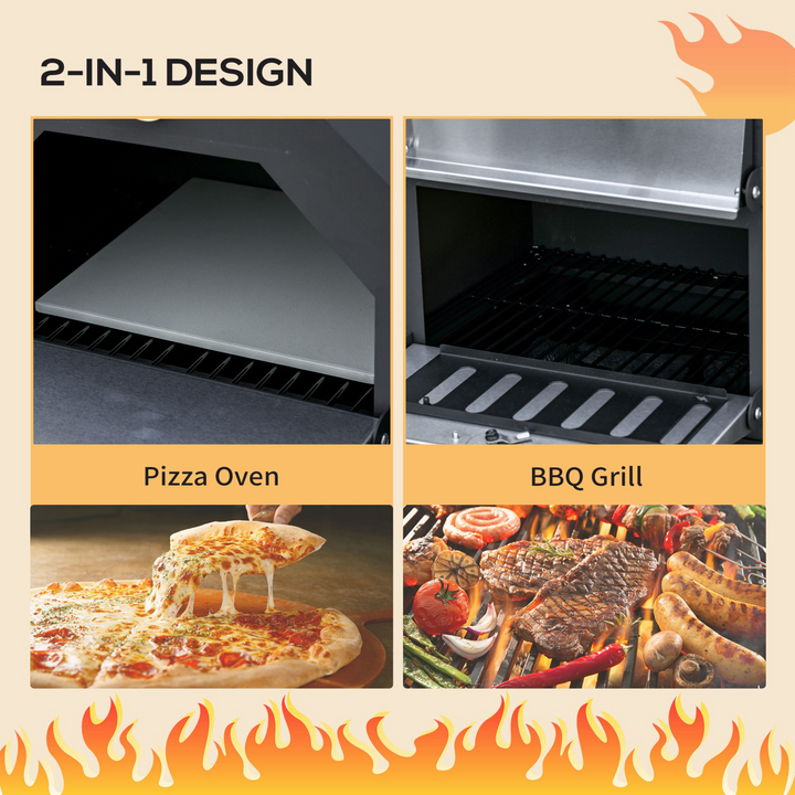 Outdoor Pizza Oven & Charcoal BBQ Grill (Black & Stainless Steel) - Versatile, Durable, and Perfect for Garden Parties - Premium  from Home Treasures - Just £156.99! Shop now at Home Treasures