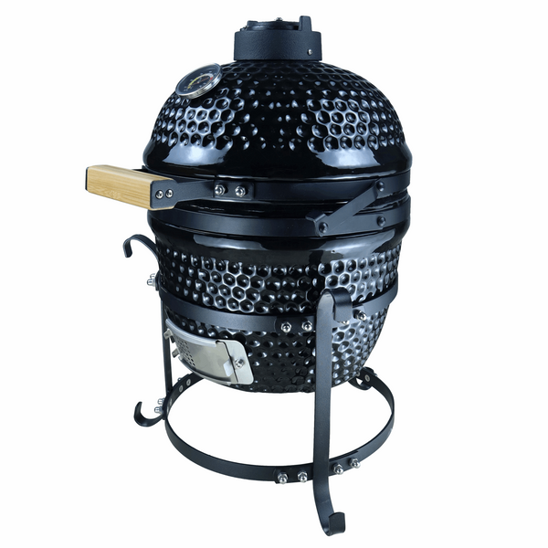 Ceramic Kamado BBQ Grill with Unique Pebbled Design, Thermometer, and Bamboo Handle - Perfect for Outdoor Parties - Premium  from Home Treasures - Just £196.99! Shop now at Home Treasures