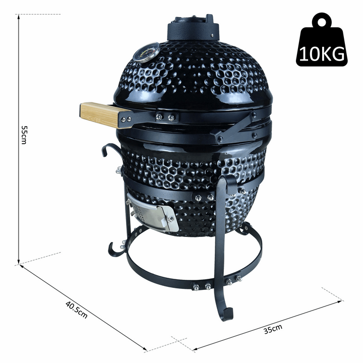 Ceramic Kamado BBQ Grill with Unique Pebbled Design, Thermometer, and Bamboo Handle - Perfect for Outdoor Parties - Premium  from Home Treasures - Just £196.99! Shop now at Home Treasures