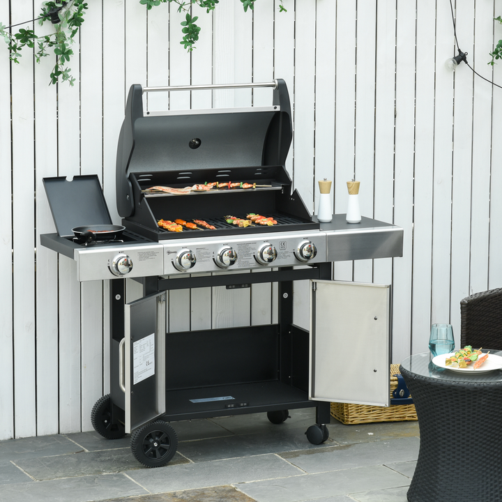 Premium Gas Barbecue Grill with 4 Burners, Side Burner & Warming Rack - Perfect for Outdoor Cooking - Premium BBQ from Home Treasures - Just £403.99! Shop now at Home Treasures