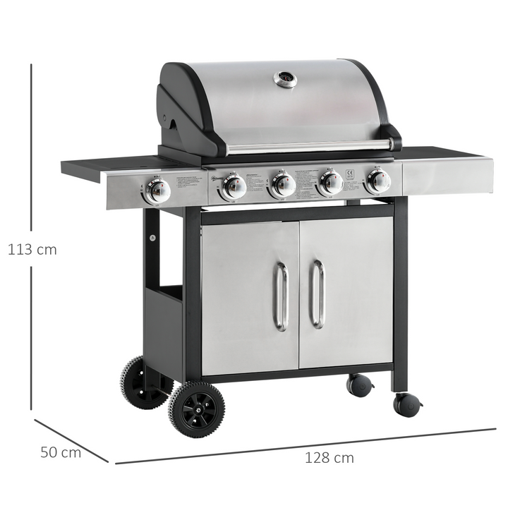 Premium Gas Barbecue Grill with 4 Burners, Side Burner & Warming Rack - Perfect for Outdoor Cooking - Premium BBQ from Home Treasures - Just £403.99! Shop now at Home Treasures