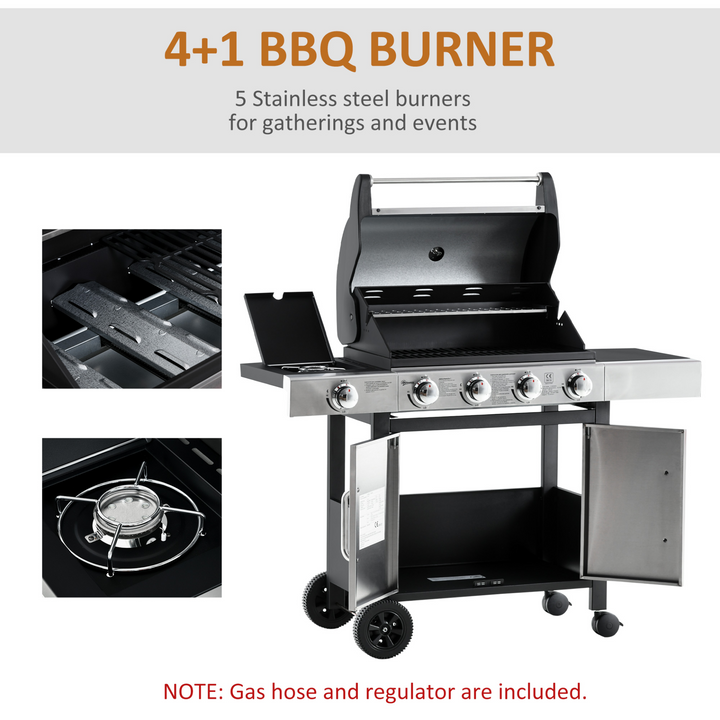 Premium Gas Barbecue Grill with 4 Burners, Side Burner & Warming Rack - Perfect for Outdoor Cooking - Premium BBQ from Home Treasures - Just £403.99! Shop now at Home Treasures