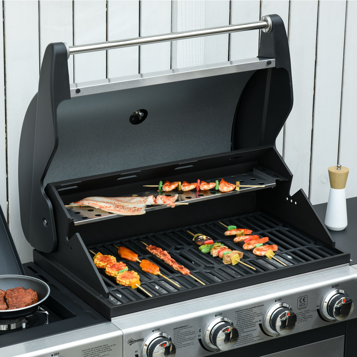 Premium Gas Barbecue Grill with 4 Burners, Side Burner & Warming Rack - Perfect for Outdoor Cooking - Premium BBQ from Home Treasures - Just £403.99! Shop now at Home Treasures