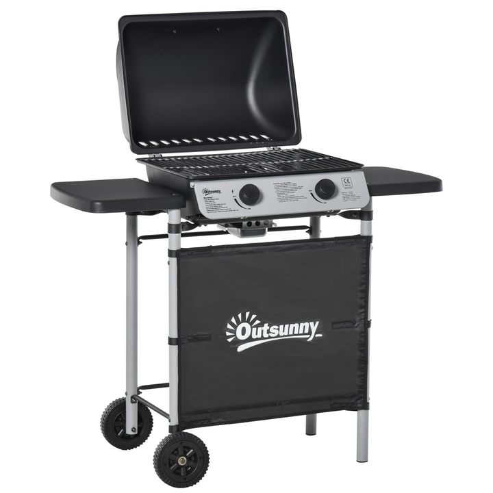 Outsunny 2 Burner Gas Barbecue 5.6 kW w/ Side Shelves - Premium  from Home Treasures - Just £148.99! Shop now at Home Treasures