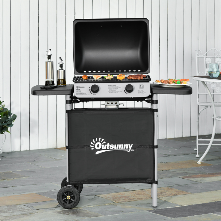 2 Burner Gas Barbecue Grill - 5.6 kW, Side Shelves, Portable Outdoor Cooking Station - Premium  from Home Treasures - Just £148.99! Shop now at Home Treasures