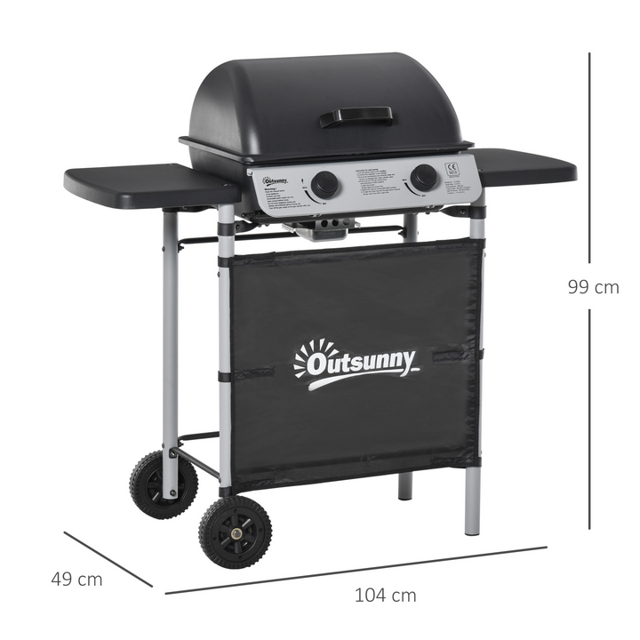 2 Burner Gas Barbecue Grill - 5.6 kW, Side Shelves, Portable Outdoor Cooking Station - Premium  from Home Treasures - Just £148.99! Shop now at Home Treasures