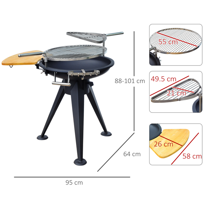  Enhance your outdoor cooking experience with this versatile BBQ. Features adjustable grilling heights and a convenient cutting board for effortless meal preparation. Enjoy delicious grilled delicacies in style.