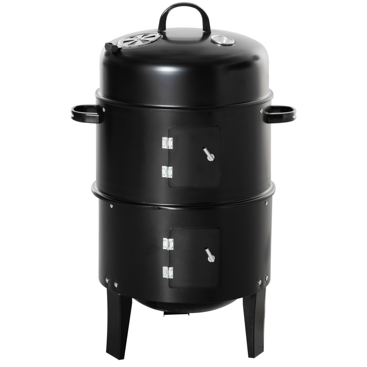 3-in-1 Charcoal BBQ Grill - Portable Smoker BBQ with Thermostat Control, Dual Cooking Design, and Sturdy Construction for Outdoor Cooking - Premium  from Home Treasures - Just £63.99! Shop now at Home Treasures